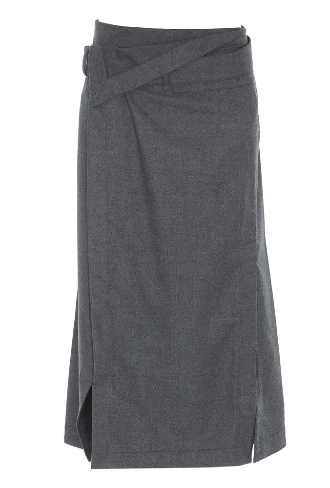 3.1 Phillip Lim Flannel Side Wrap Midi Skirt