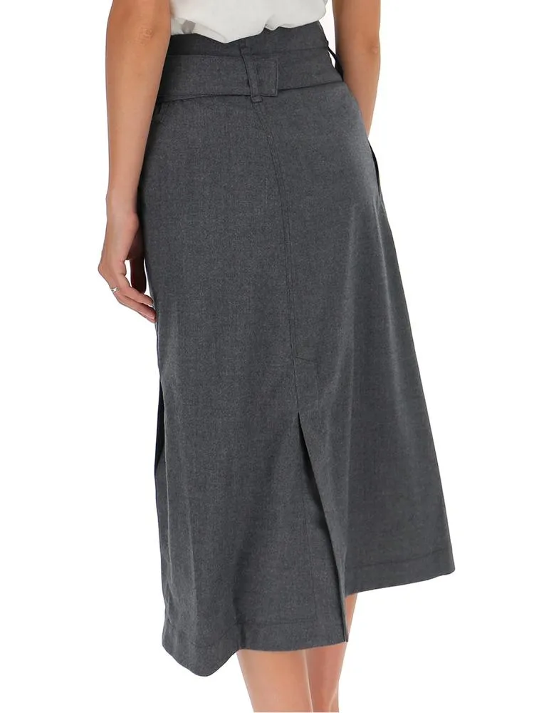 3.1 Phillip Lim Flannel Side Wrap Midi Skirt
