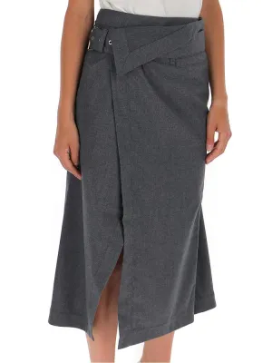 3.1 Phillip Lim Flannel Side Wrap Midi Skirt