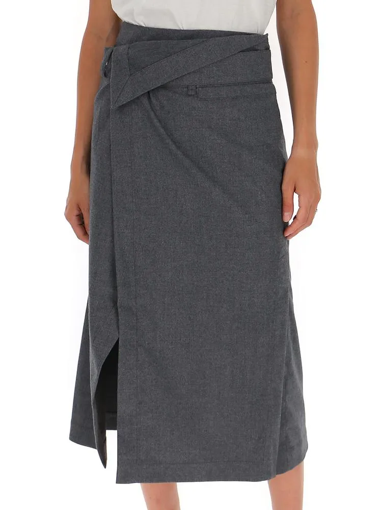 3.1 Phillip Lim Flannel Side Wrap Midi Skirt