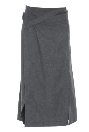3.1 Phillip Lim Flannel Side Wrap Midi Skirt
