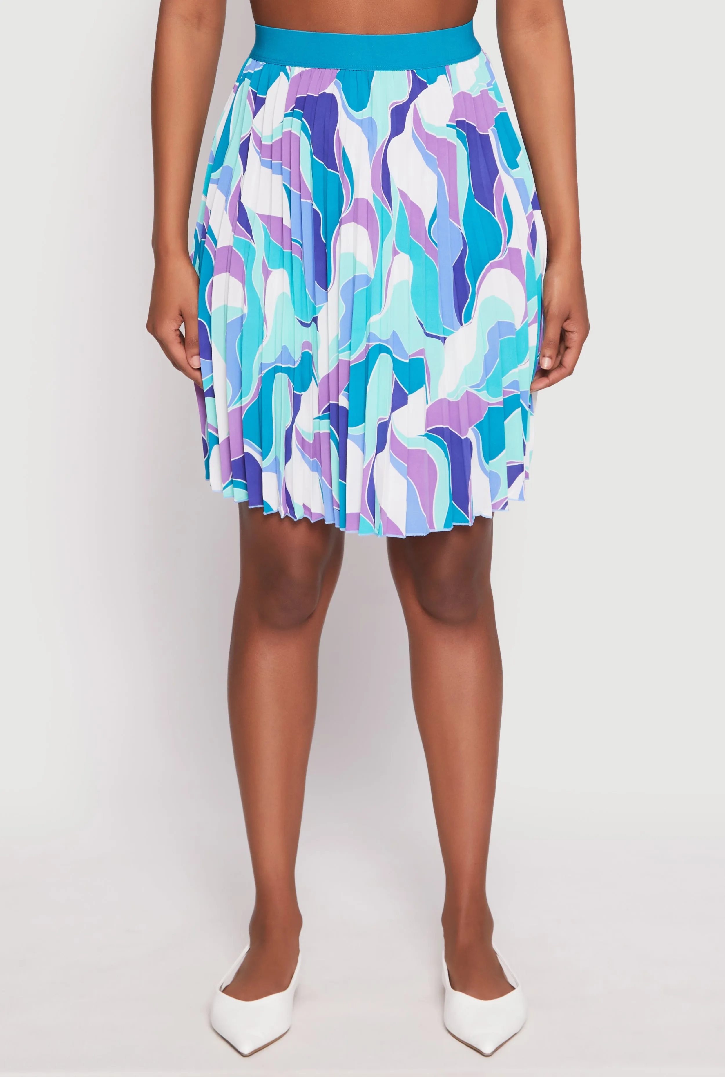 Abstract Print Pleated Skirt