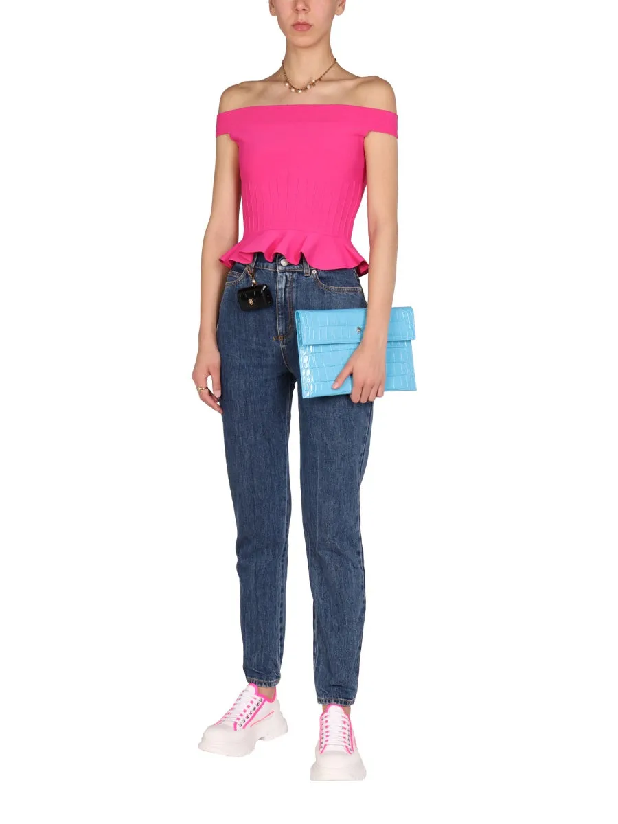 Alexander McQueen Ruffled Bottom Cropped Knitted Top