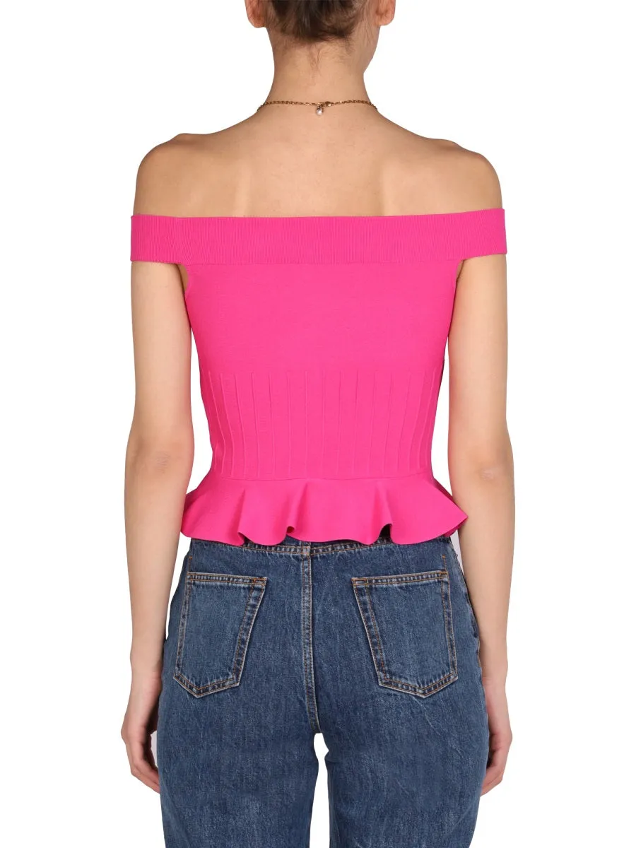 Alexander McQueen Ruffled Bottom Cropped Knitted Top