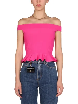 Alexander McQueen Ruffled Bottom Cropped Knitted Top