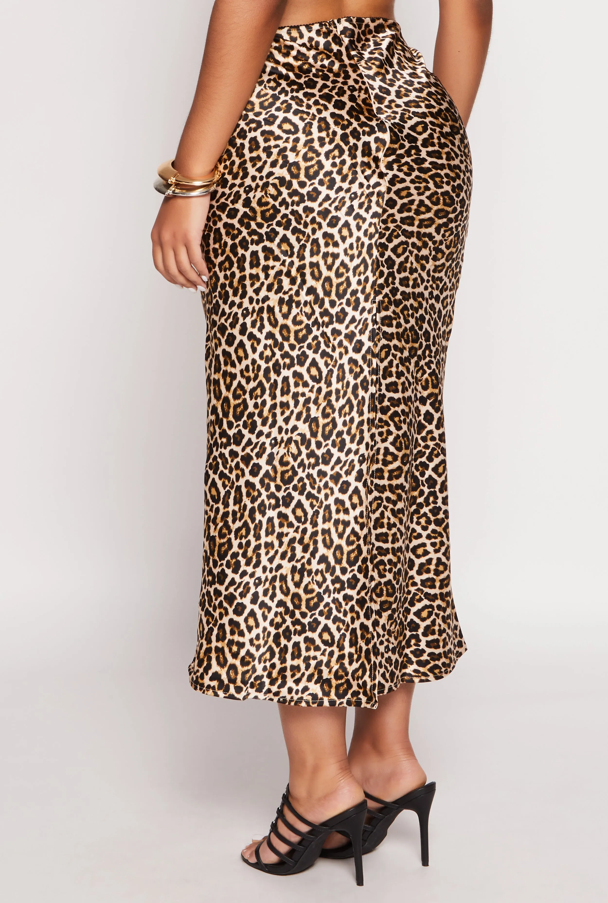 Almost Famous Satin Printed Pattern Midi Skirt