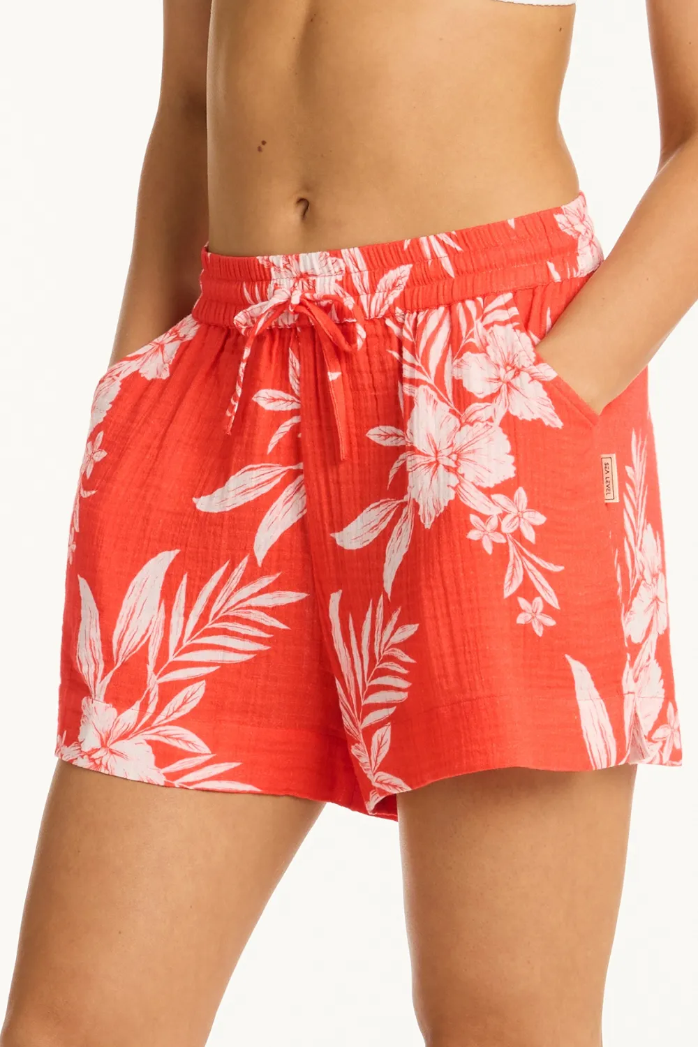 Aloha Cotton Beach Shorts in Flame