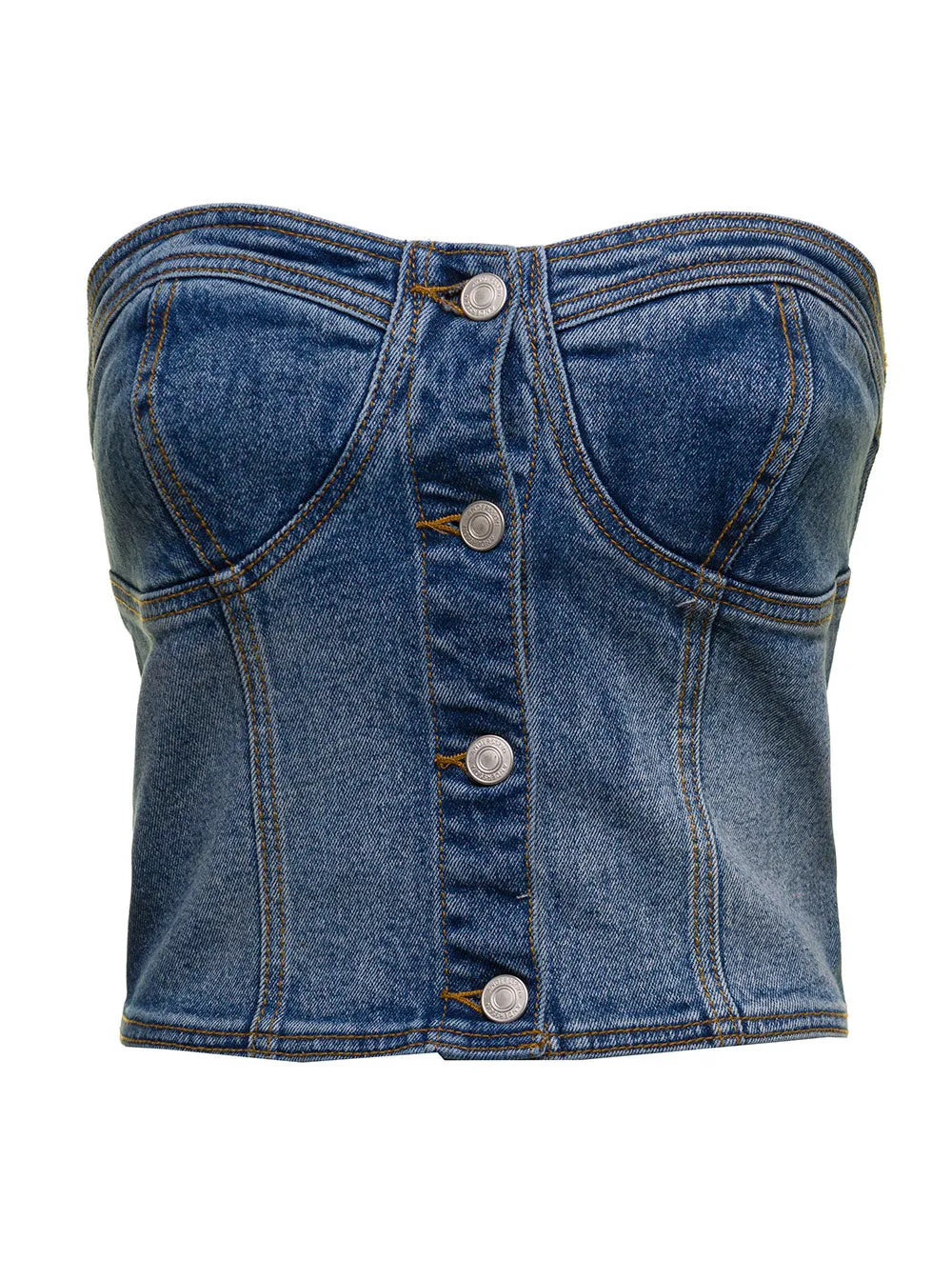 Andersson Bell Button-Up Strapless Denim Bustire