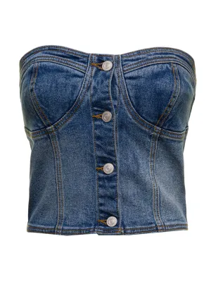 Andersson Bell Button-Up Strapless Denim Bustire