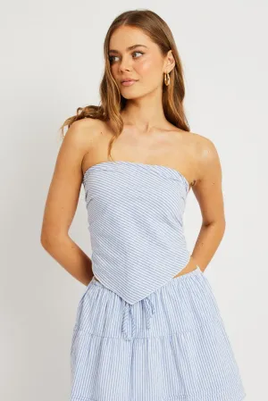 Blue Stripe Scarf Top