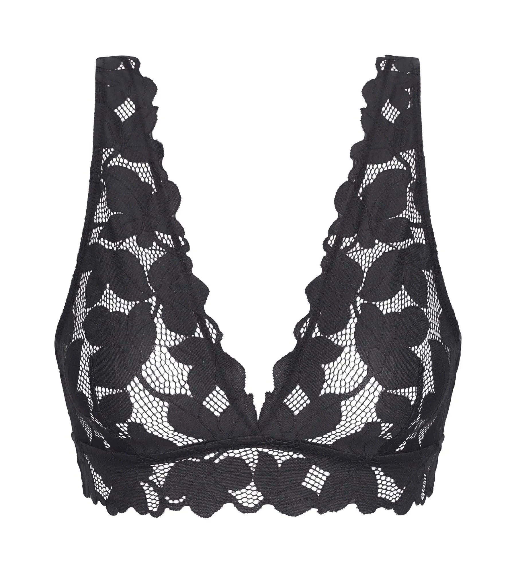 Bralette femme en dentelle à grosses fleurs Gris Granit Dim Lacy
