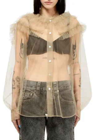 Comme Des Garçons Noir Kei Ninomiya Ruffled Sheer Blouse