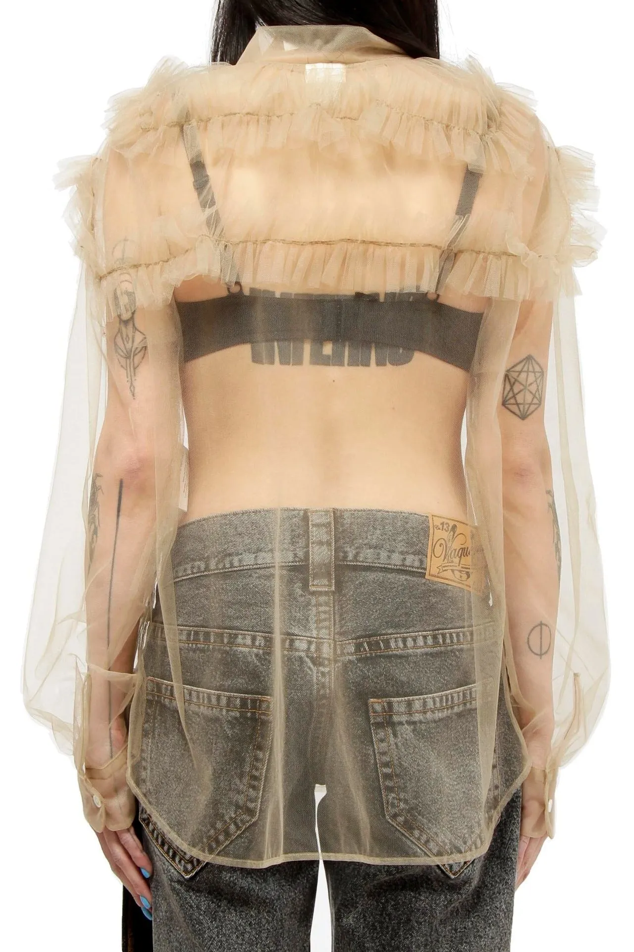 Comme Des Garçons Noir Kei Ninomiya Ruffled Sheer Blouse