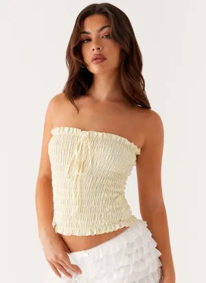 Cordelia Shirred Tube Top - Lemon