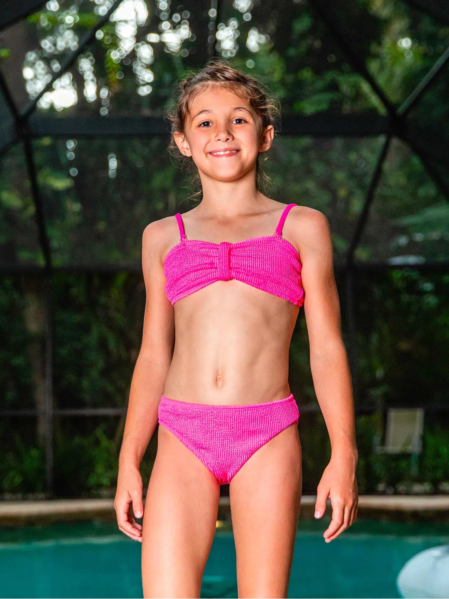 Crinkle Two Piece Bandeau Bikini Swimsuit