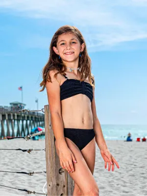 Crinkle Two Piece Bandeau Bikini Swimsuit