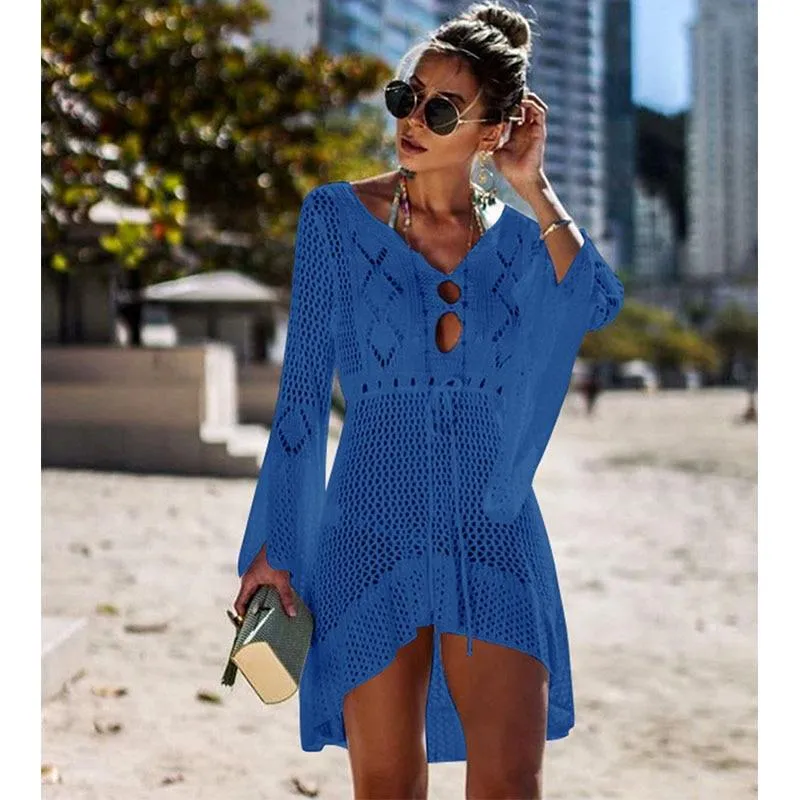 Crochet White Knitted Beach Cover