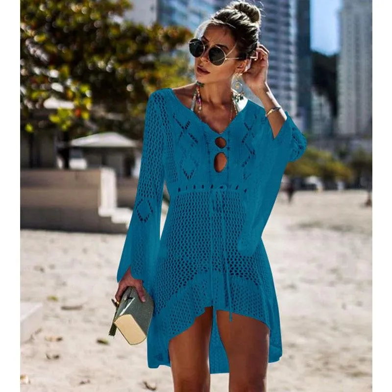 Crochet White Knitted Beach Cover
