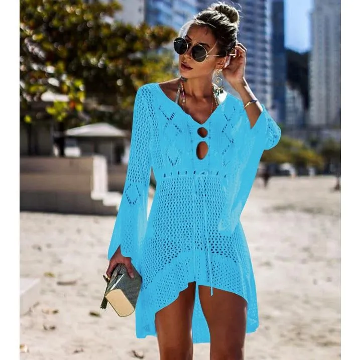 Crochet White Knitted Beach Cover