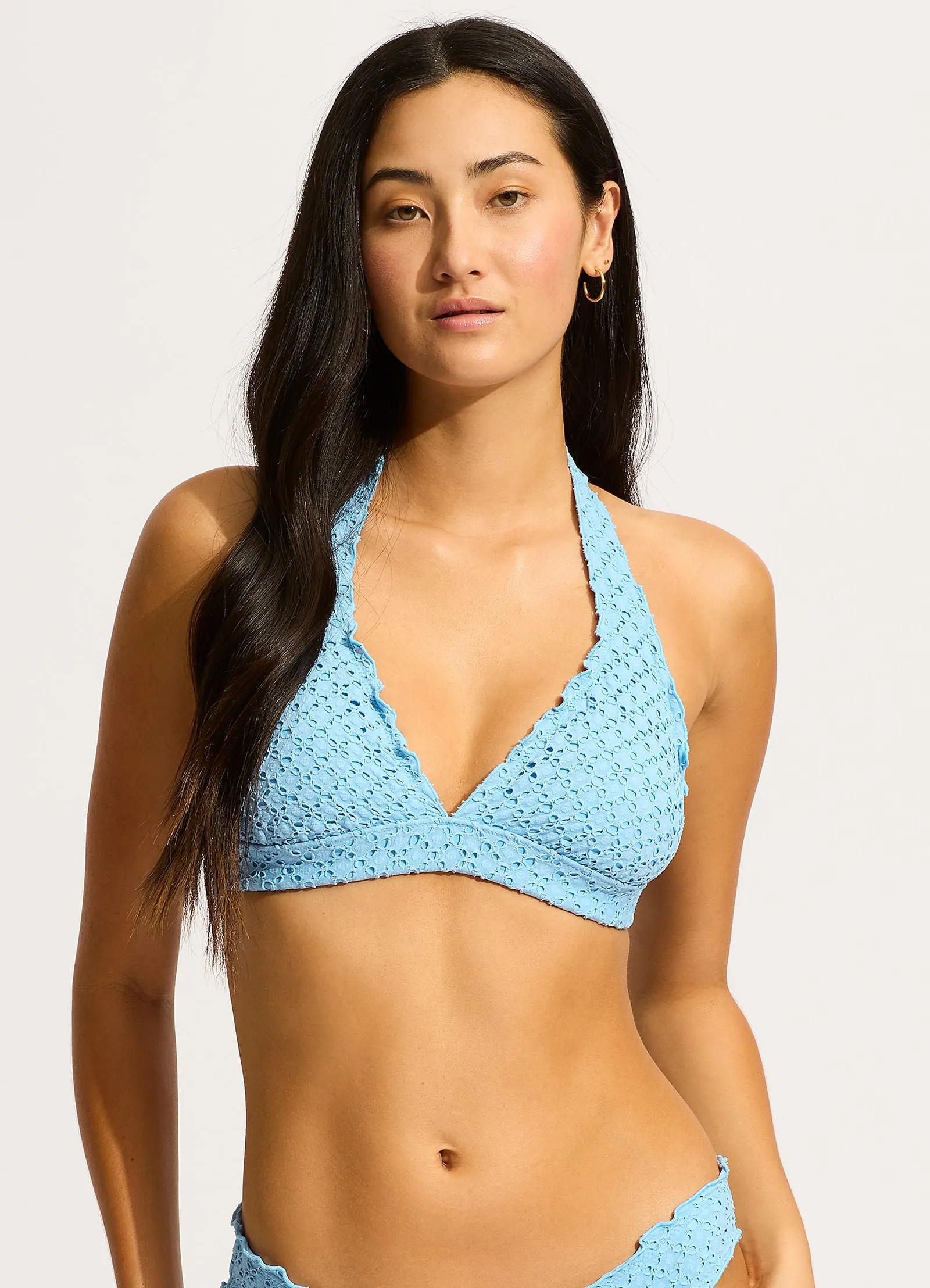 Daydreamer Multi Fit Longline Triangle Bikini Top  - Powder Blue