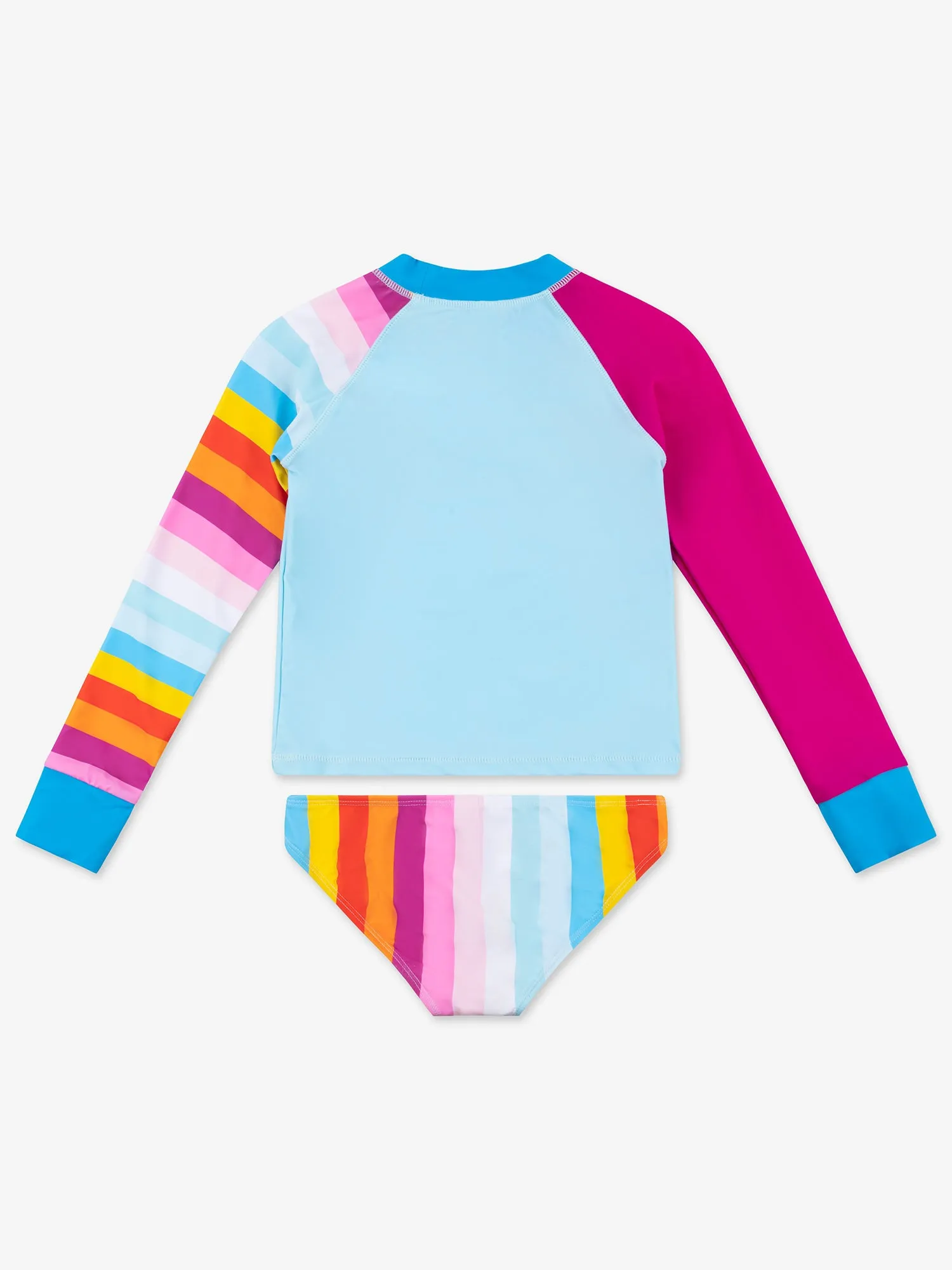 Elvie Colorblock Rhinestone Print Rashguard Swimsuit Set