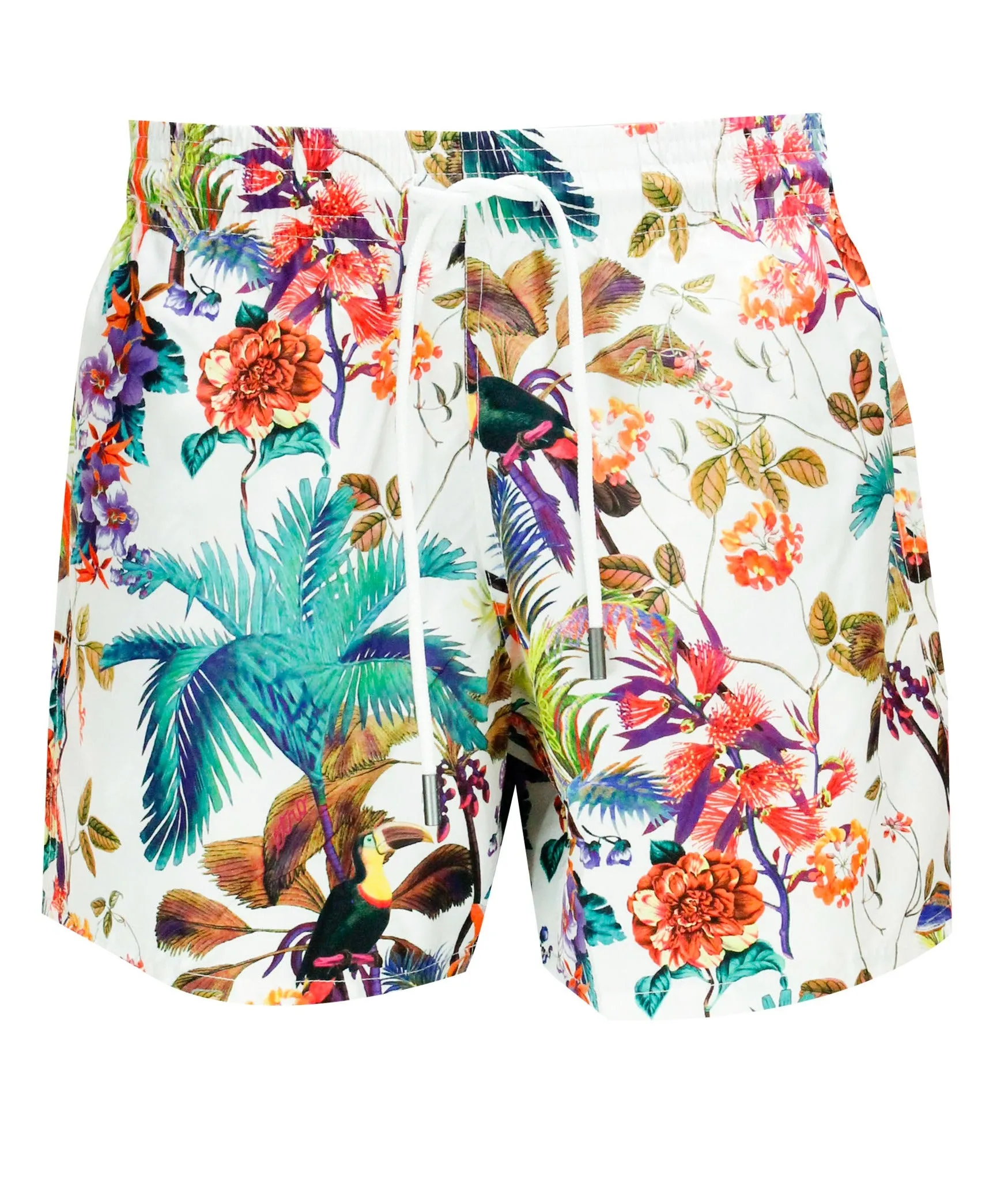 Etro Logo Patch Tropical Print Swim Shorts
