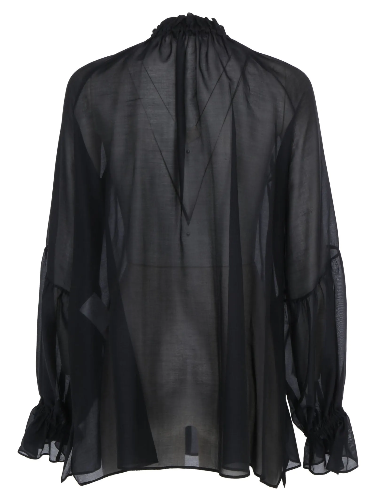 Etro Oversized Ruffled Detail Sheer Blouse