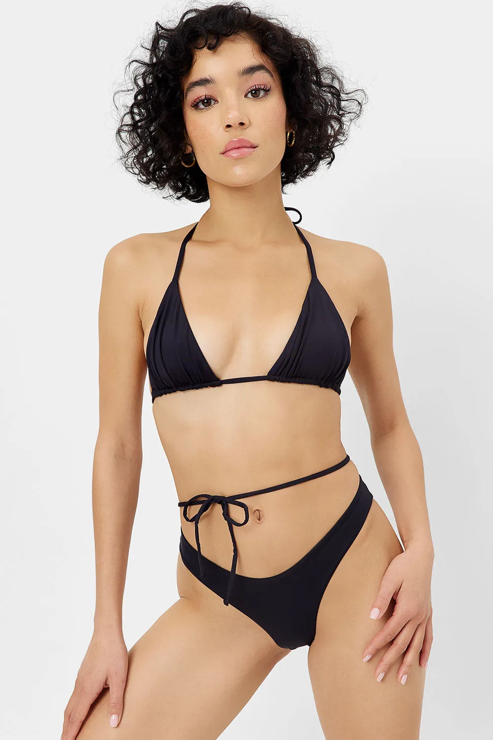 Foxy Tie Front Cheeky Bikini Bottom - Black