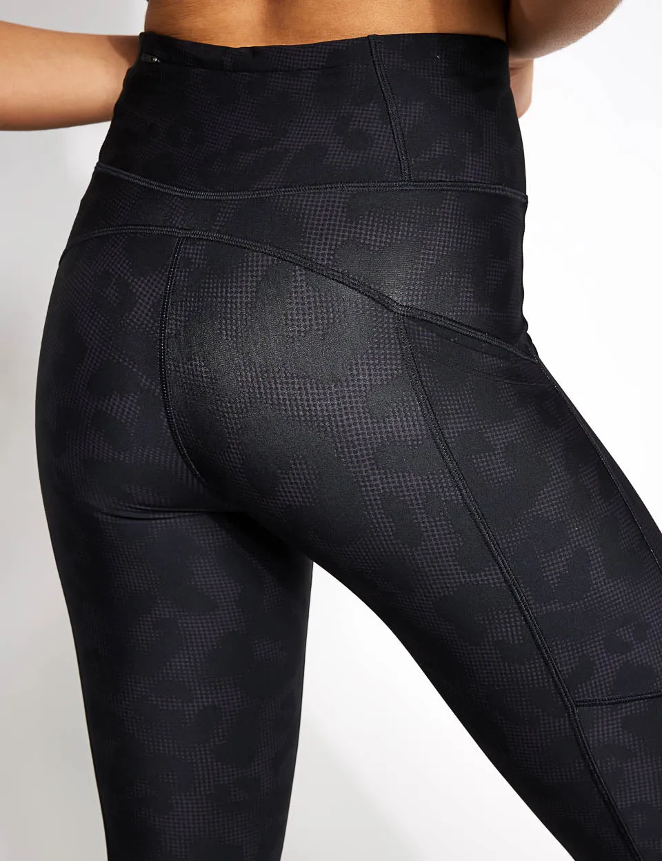 Go Move Printed High Waisted Gym Leggings - Mono Animal Black