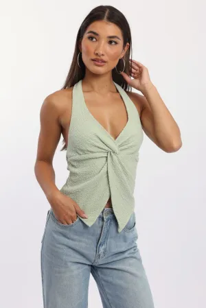Green Halter Neck Top Sleeveless