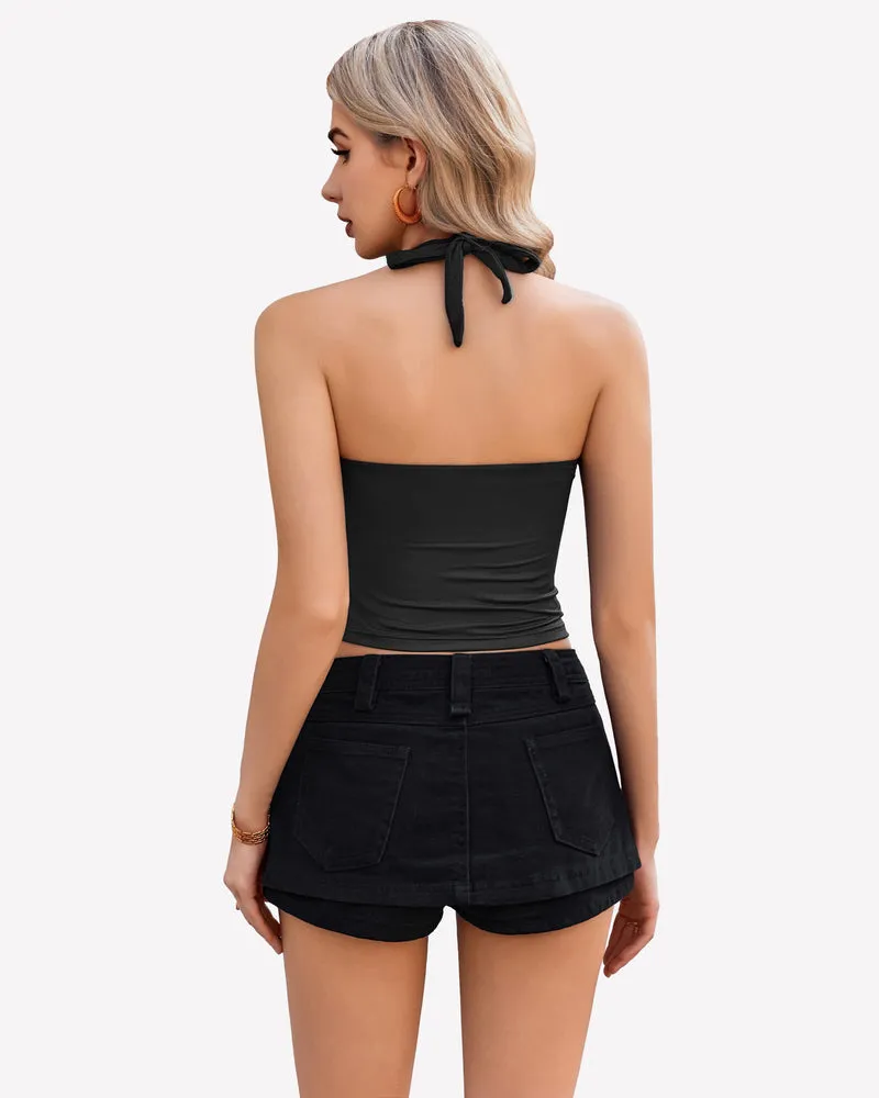 Halter Crop Top Going Out Tank Crop Top