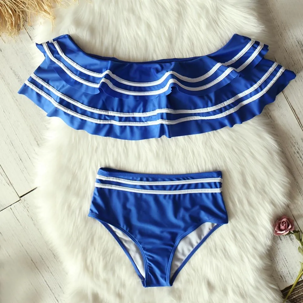 High Waist Bikini Set Sexy Off Shoulder Swimwear