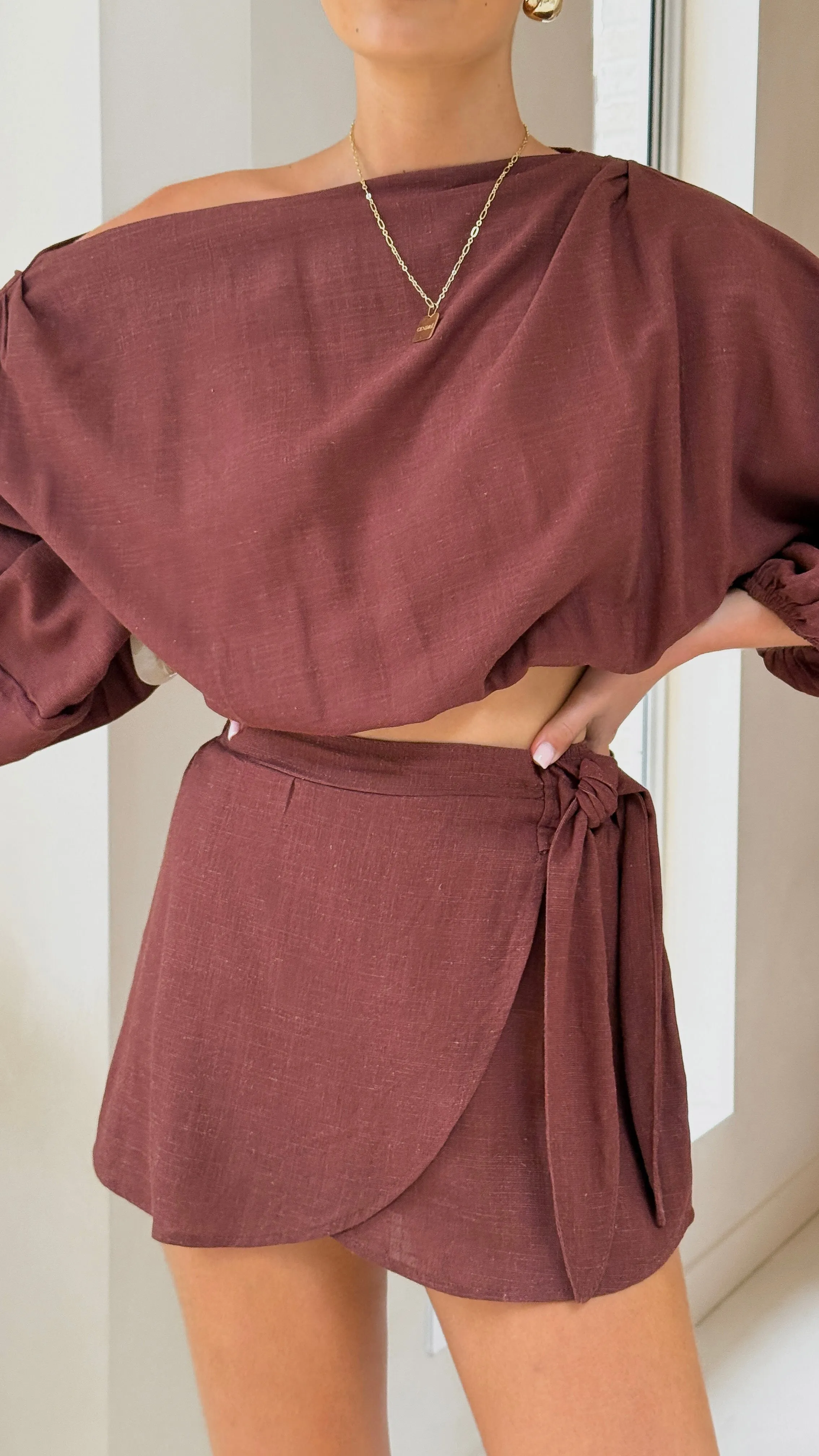 Ilara Wrap Skort - Chocolate