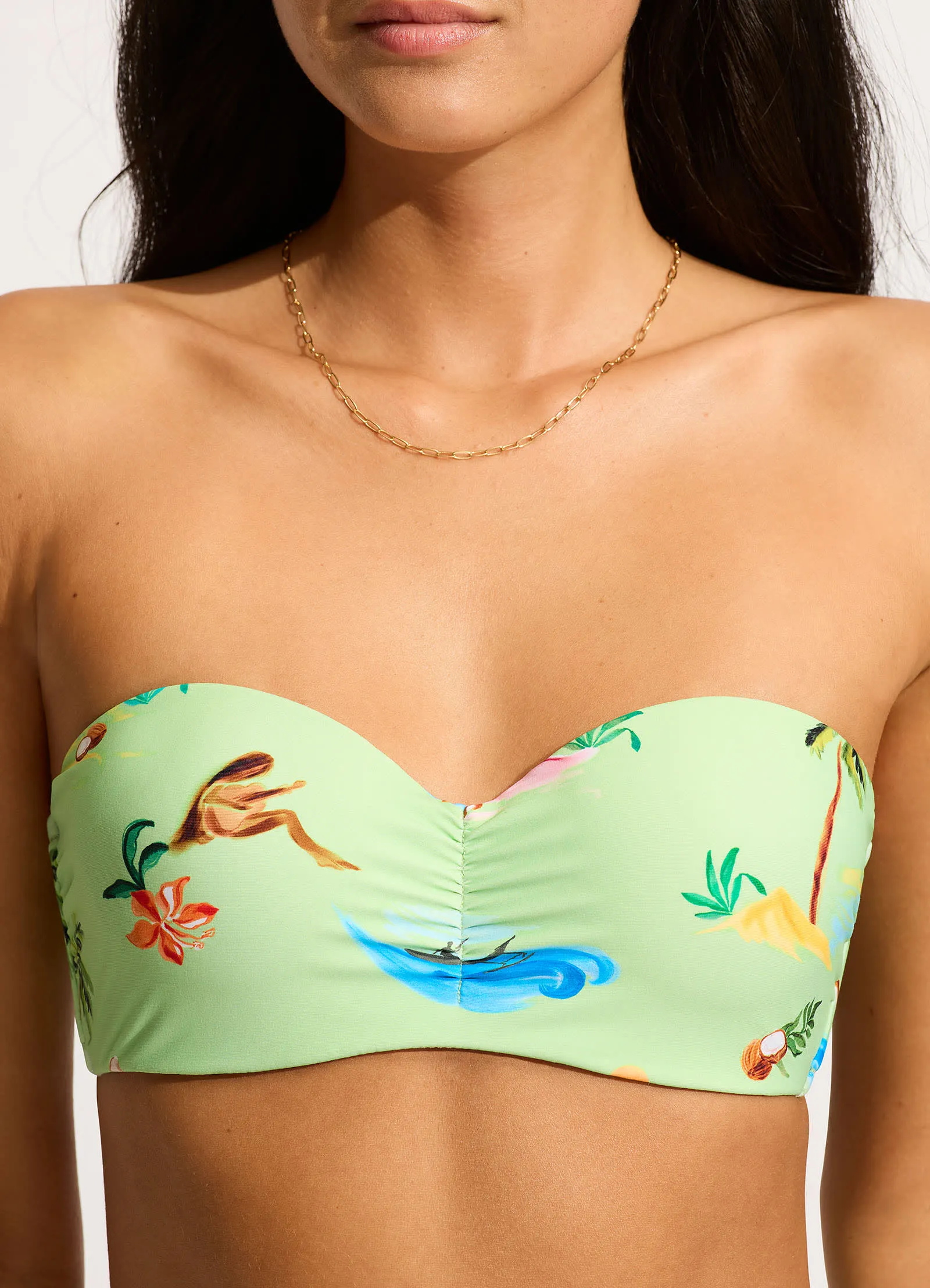 Isla Palm Bustier Bandeau Bikini Top - Sage