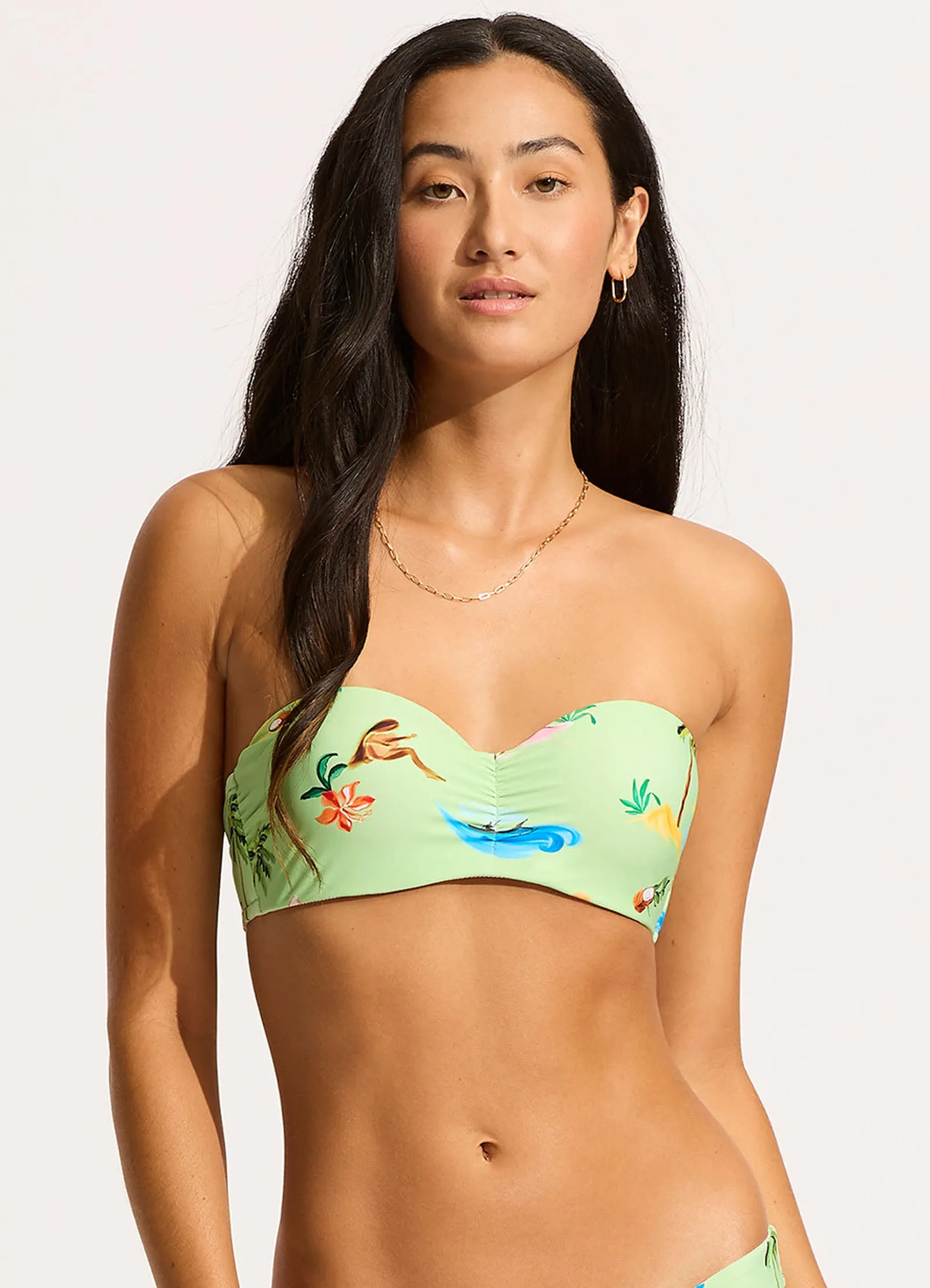 Isla Palm Bustier Bandeau Bikini Top - Sage