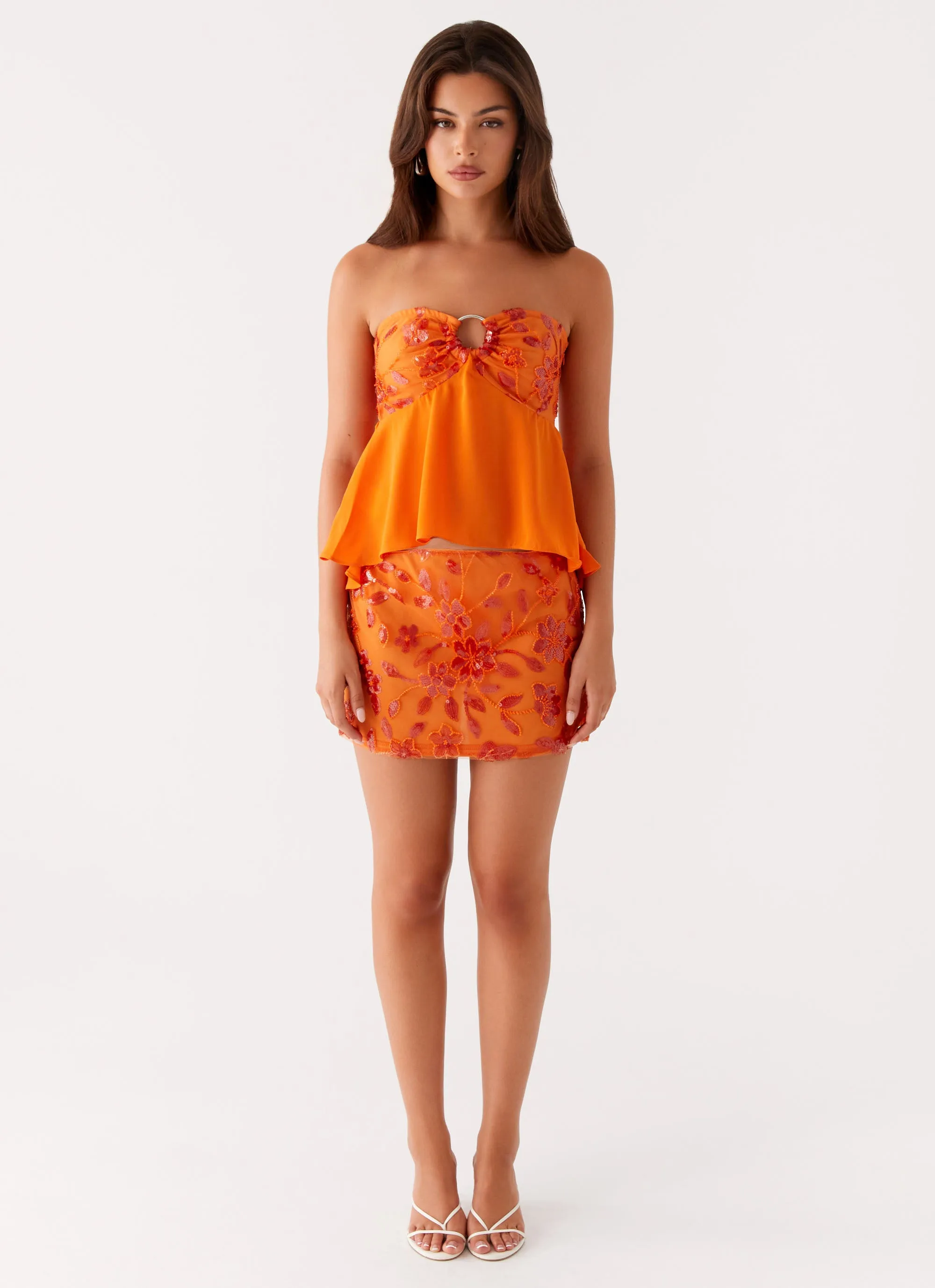Kenya Beaded Halter Top - Orange
