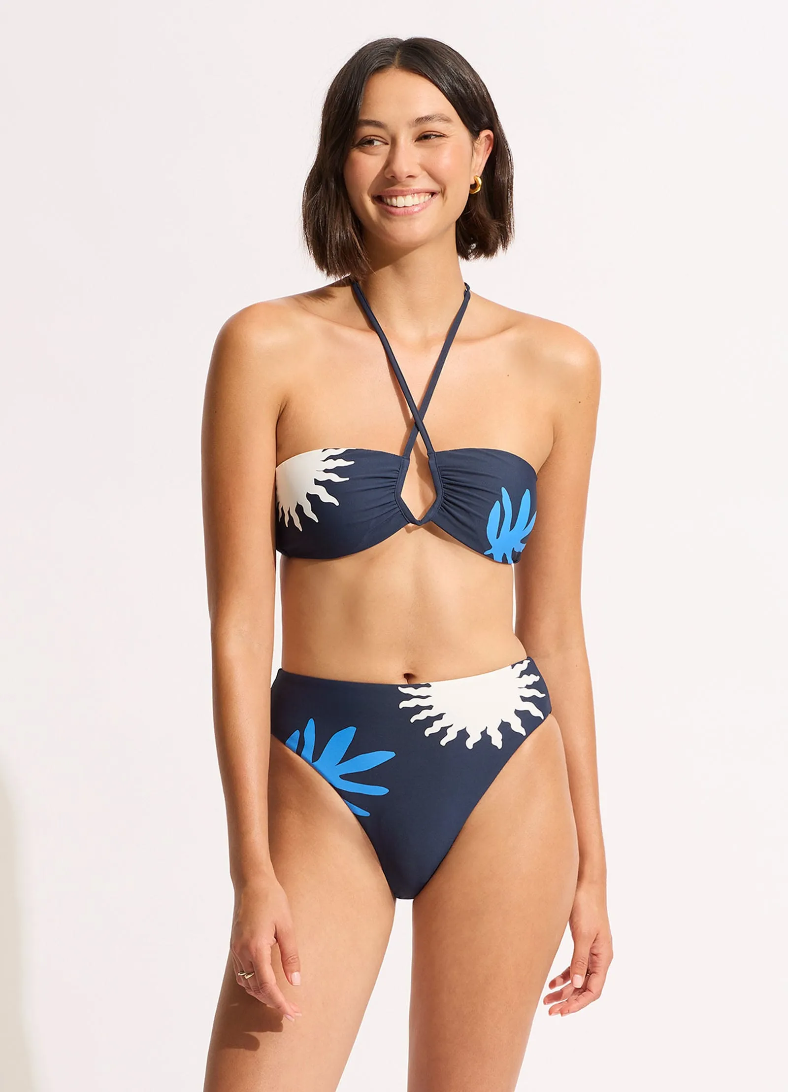 La Palma Diamond Wire Bandeau Bikini Top - True Navy