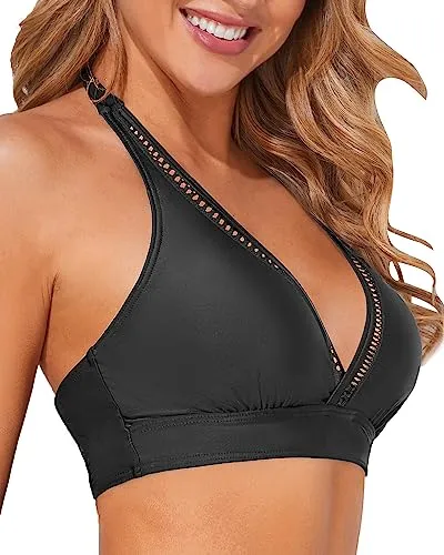 Large Bust Bikini V-Neck Swim Tops
