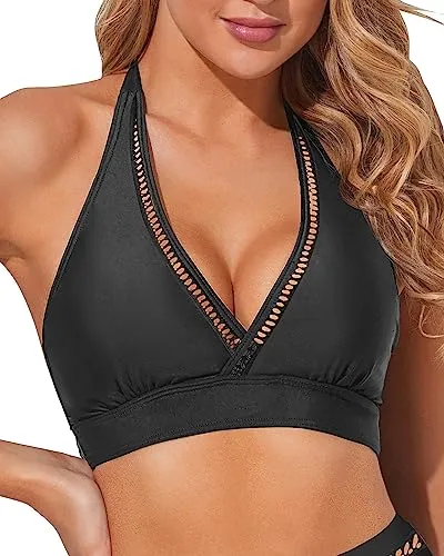 Large Bust Bikini V-Neck Swim Tops