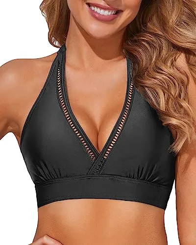 Large Bust Bikini V-Neck Swim Tops