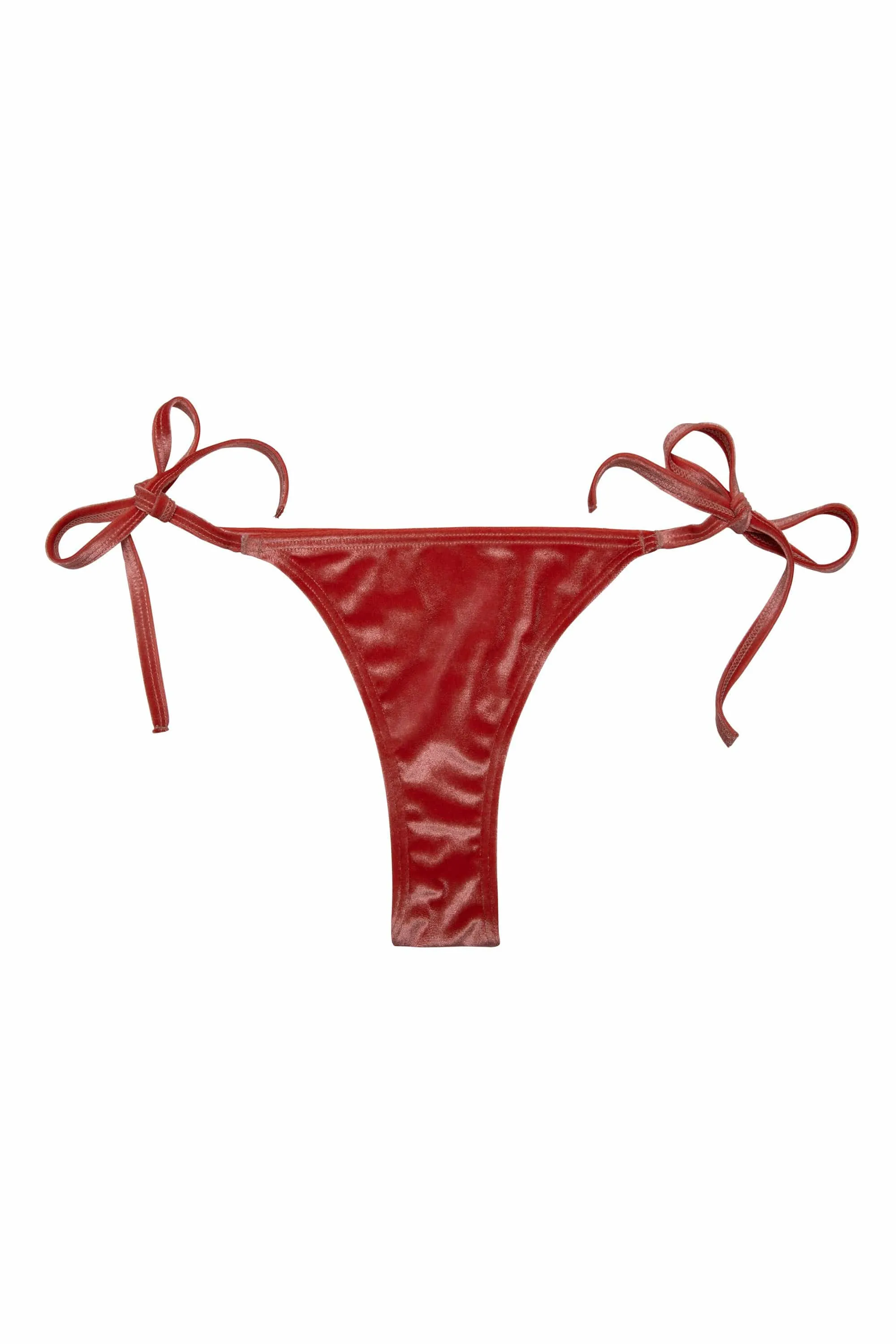 Lillian Peach Velvet Tie-Side Bikini Brief