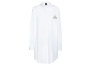 Long Sleeves Poplin Oversized Shirt Button Down Triangle Logo Embroidered At Chest