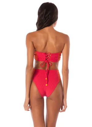Maaji Apple Red Wanderer High Rise Classic Bikini Bottom