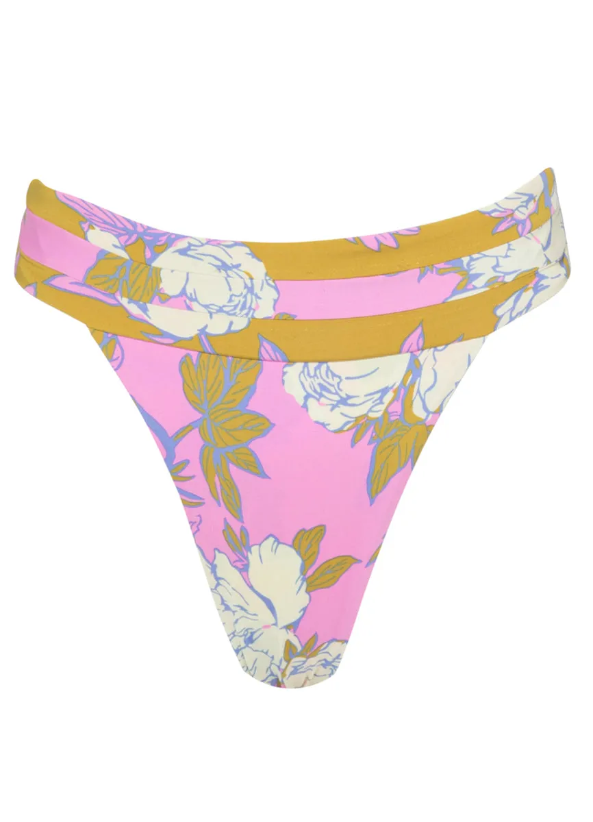 Maaji Pink Fiore Sienna High Rise Classic Bikini Bottom
