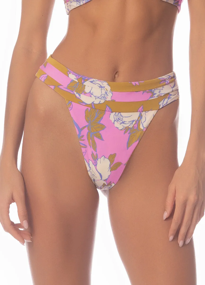 Maaji Pink Fiore Sienna High Rise Classic Bikini Bottom