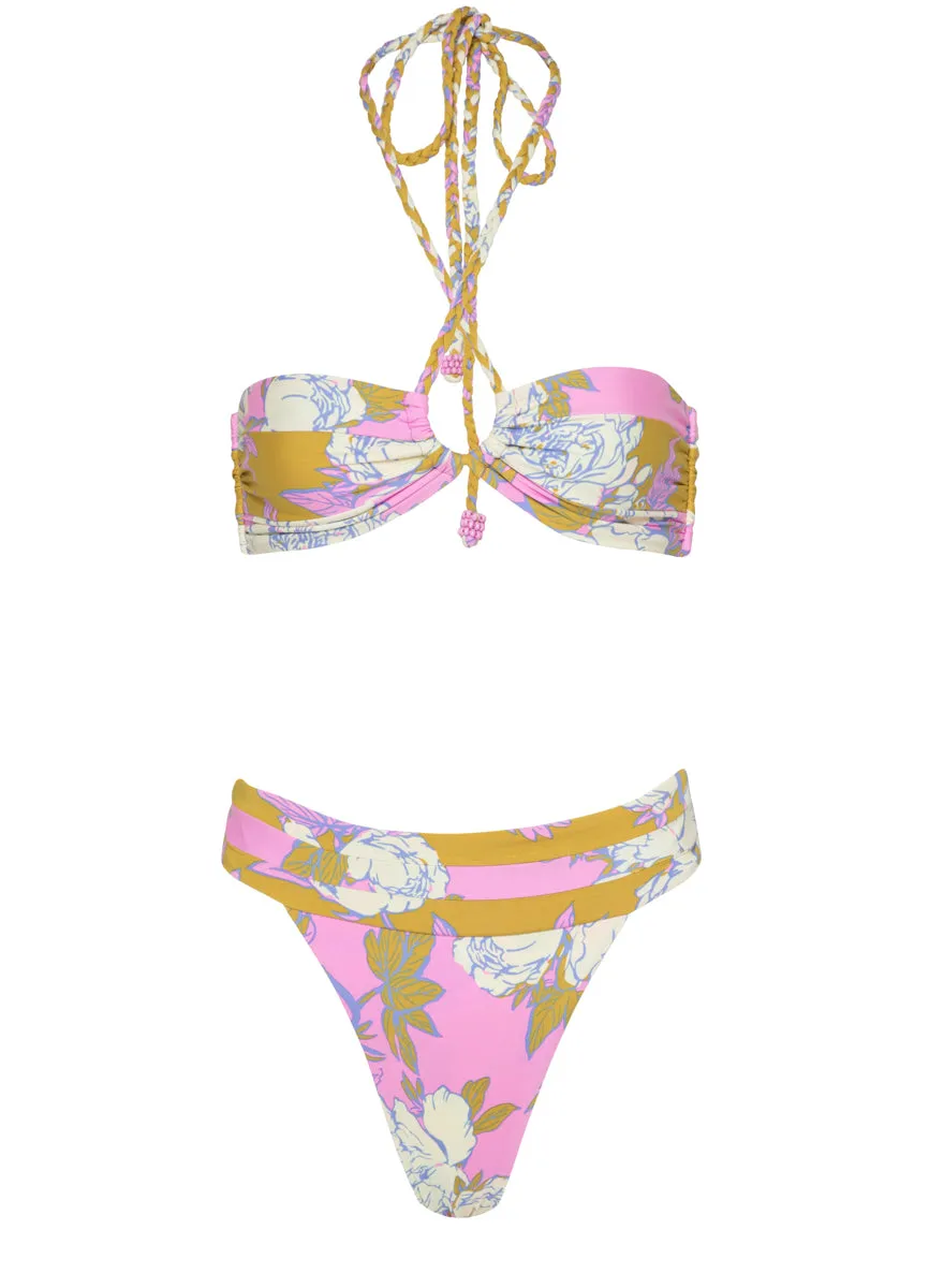 Maaji Pink Fiore Sienna High Rise Classic Bikini Bottom