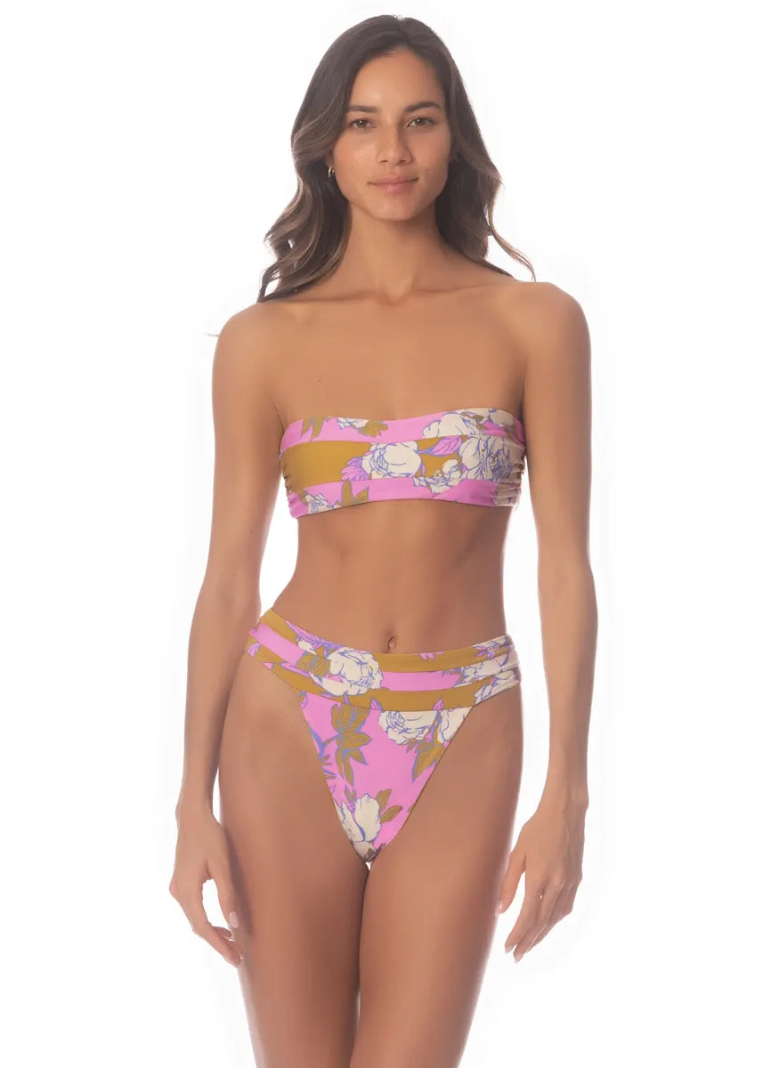 Maaji Pink Fiore Sienna High Rise Classic Bikini Bottom