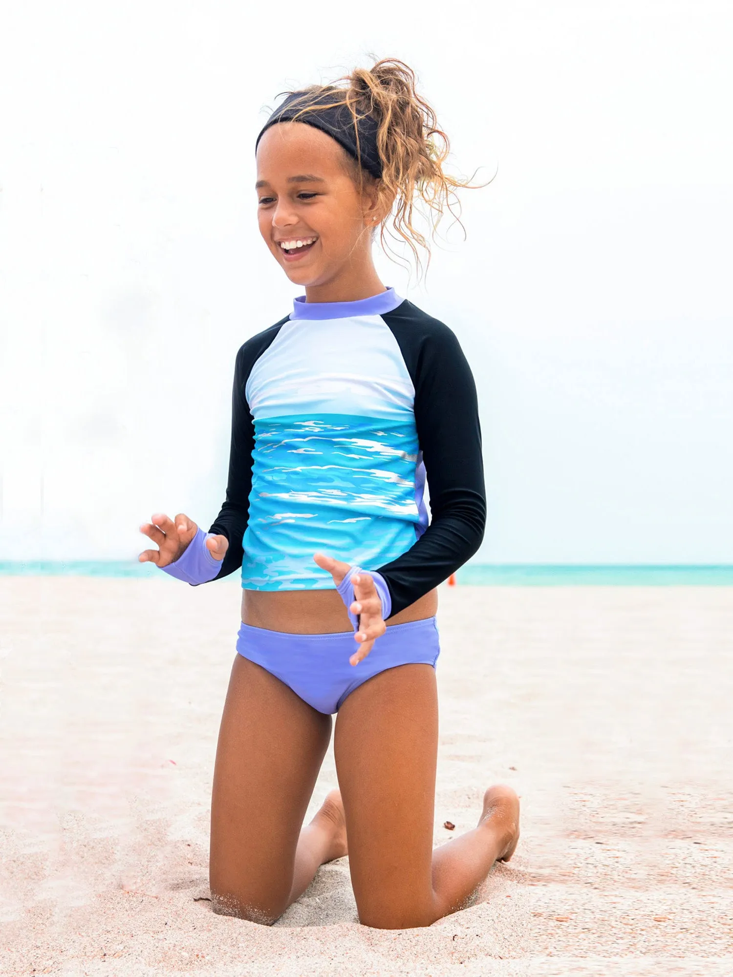 Melanie Printed Rashguard Two Piece Swimsuit Set