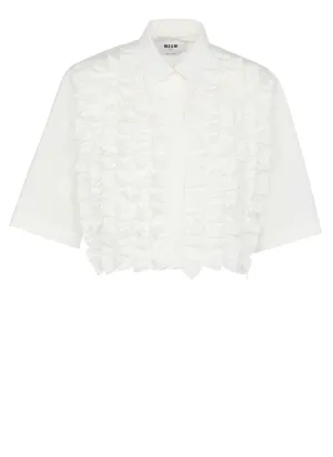 MSGM Ruffled Cropped Short-Sleeved Shirt