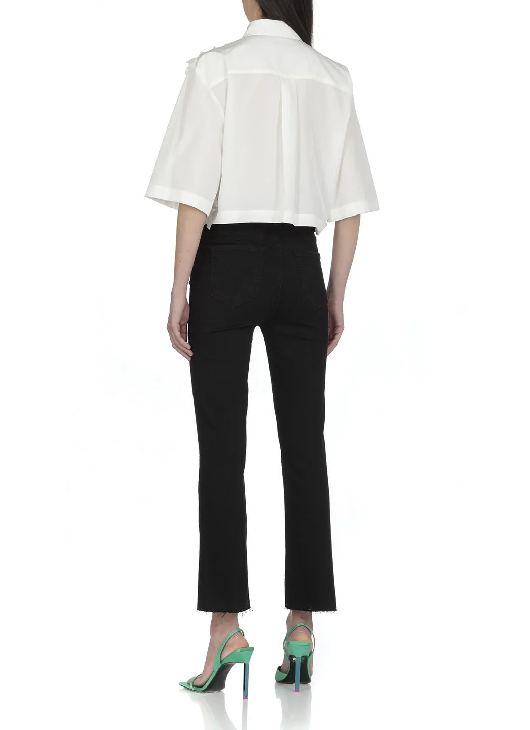 MSGM Ruffled Cropped Short-Sleeved Shirt